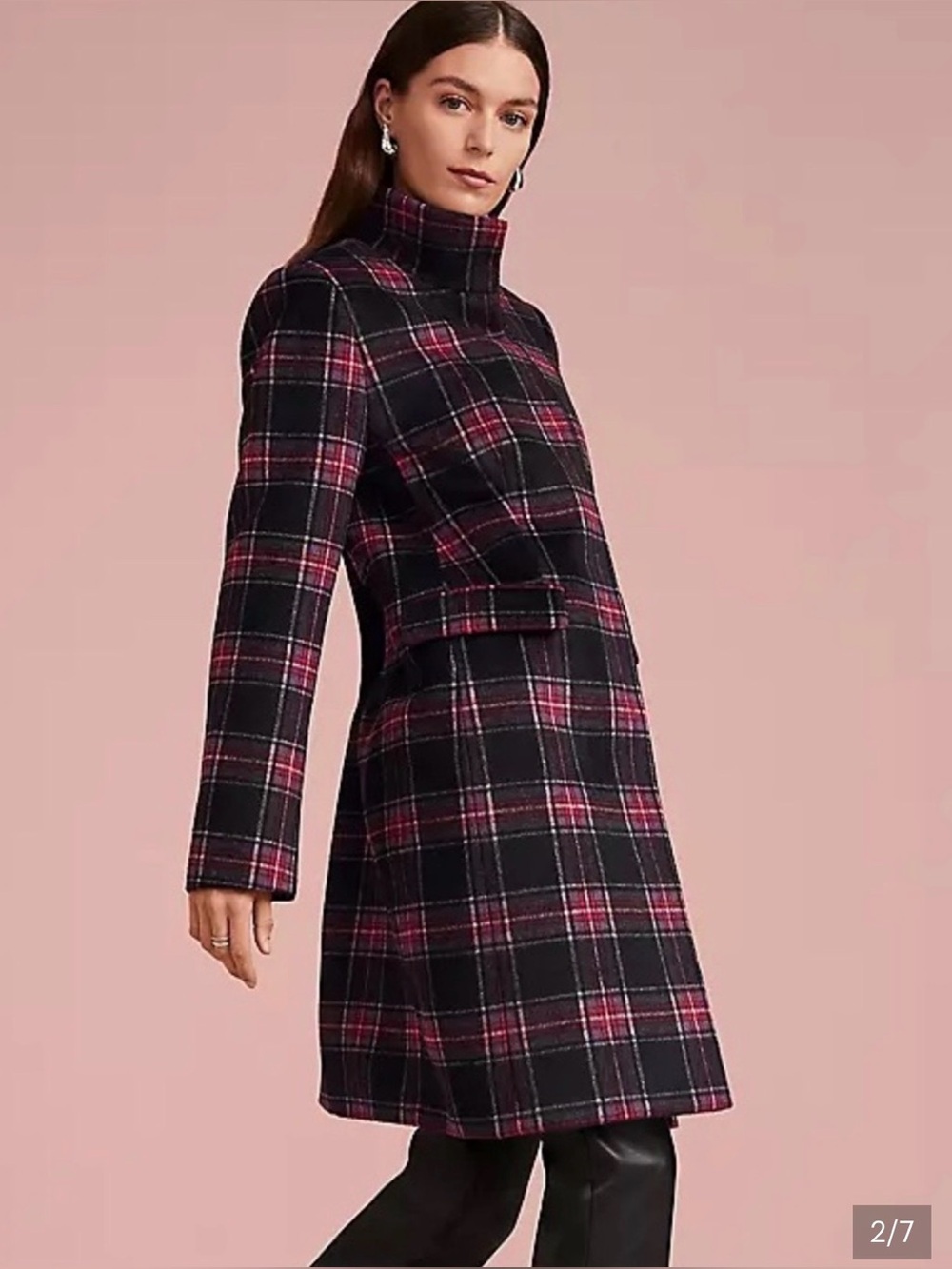 Ann Taylor Black and Red Plaid  Coat